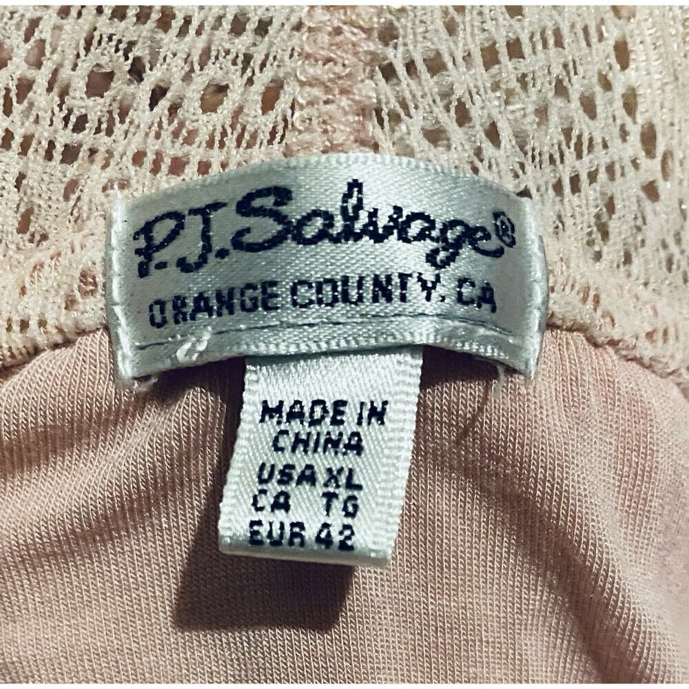P J Salvage Chemise Womens XL Pink Lace Racerback Stretchy Sleep Romantic Flirty - Picture 4 of 6